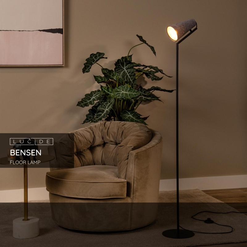 Lucide BENSEN - Stojacia lampa - 1xE14 - Sivá